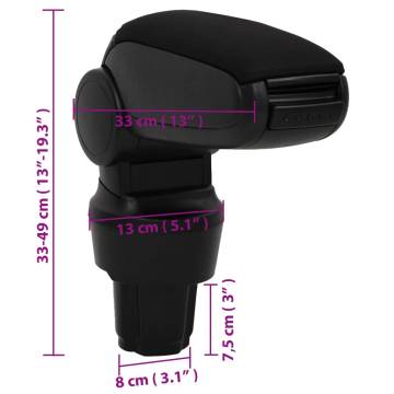 Car Armrest Black 13x33x(33-49) cm ABS