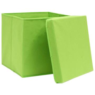 Storage Boxes with Covers 10 pcs 28x28x28 cm Green