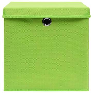 Storage Boxes with Covers 10 pcs 28x28x28 cm Green