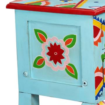 Console Table Solid Mango Wood Blue Hand Painted