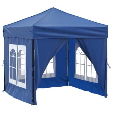 Folding Party Tent with Sidewalls Blue 2x2 m