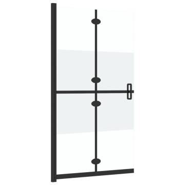 Foldable Walk-in Shower Wall Half Frosted ESG Glass 100x190 cm