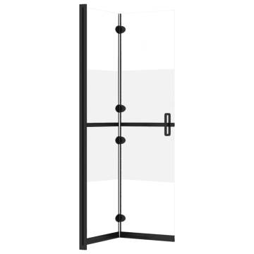 Foldable Walk-in Shower Wall Half Frosted ESG Glass 100x190 cm