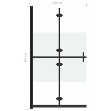 Foldable Walk-in Shower Wall Half Frosted ESG Glass 100x190 cm