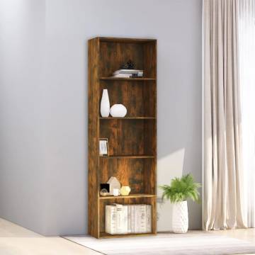 5-Tier Book Cabinet Smoked Oak 60x30x189 cm Engineered Wood