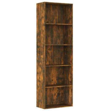 5-Tier Book Cabinet Smoked Oak 60x30x189 cm Engineered Wood