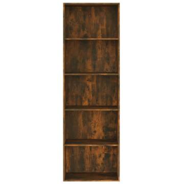 5-Tier Book Cabinet Smoked Oak 60x30x189 cm Engineered Wood