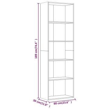 5-Tier Book Cabinet Smoked Oak 60x30x189 cm Engineered Wood