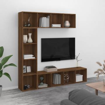 3 Piece Book/TV Cabinet Set Brown Oak 180x30x180 cm