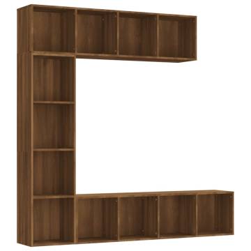 3 Piece Book/TV Cabinet Set Brown Oak 180x30x180 cm