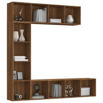 3 Piece Book/TV Cabinet Set Brown Oak 180x30x180 cm