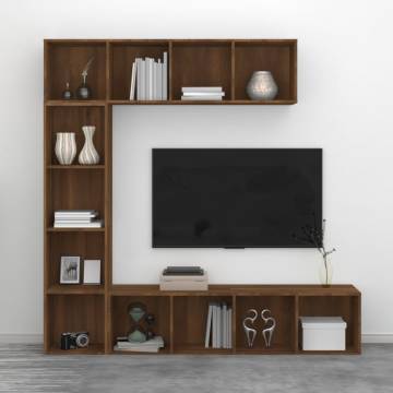 3 Piece Book/TV Cabinet Set Brown Oak 180x30x180 cm