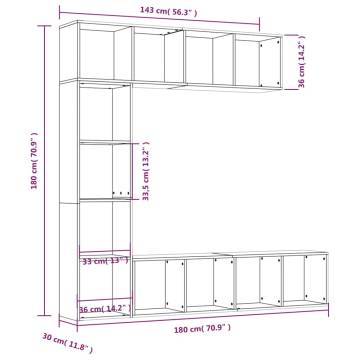 3 Piece Book/TV Cabinet Set Brown Oak 180x30x180 cm