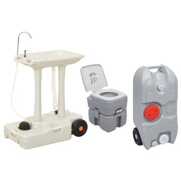 Portable Camping Toilet and Handwash Stand Set with Water Tank