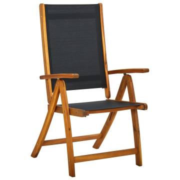 Folding Garden Chairs 8 pcs Solid Wood Acacia and Textilene