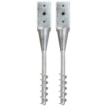 Ground Spikes 2 pcs Silver 7x7x56 cm Galvanised Steel