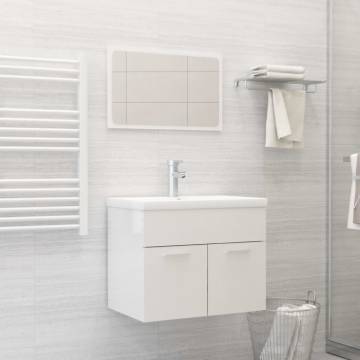 2 Piece Bathroom Furniture Set High Gloss White Engineered Wood