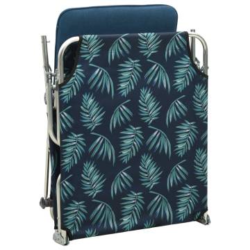 Folding Sun Lounger with Canopy Steel Leaves Print