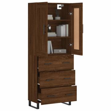 Highboard Brown Oak 69.5x34x180 cm Engineered Wood