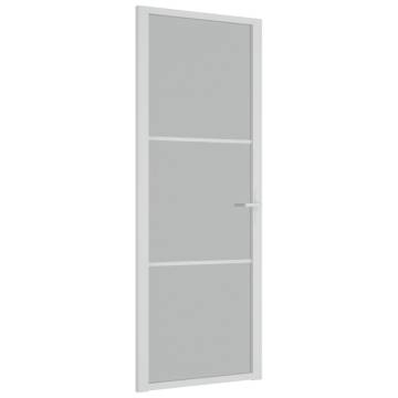 Interior Door 76x201.5 cm White Matt Glass and Aluminium