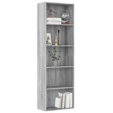 5-Tier Book Cabinet Grey Sonoma 60x30x189 cm Engineered Wood