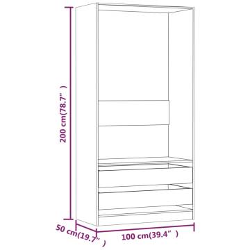 Wardrobe Grey Sonoma 100x50x200 cm Engineered Wood