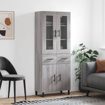 Highboard Grey Sonoma 69.5x34x180 cm Engineered Wood