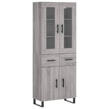 Highboard Grey Sonoma 69.5x34x180 cm Engineered Wood