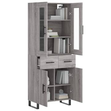 Highboard Grey Sonoma 69.5x34x180 cm Engineered Wood