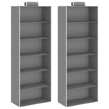 Hanging Closet Organisers 2 pcs with 6 Shelves Fabric