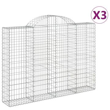 Arched Gabion Baskets 3 pcs 200x30x140/160 cm Galvanised Iron