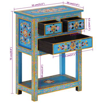 Sideboard Turquoise 55x30x76 cm Solid Wood Mango