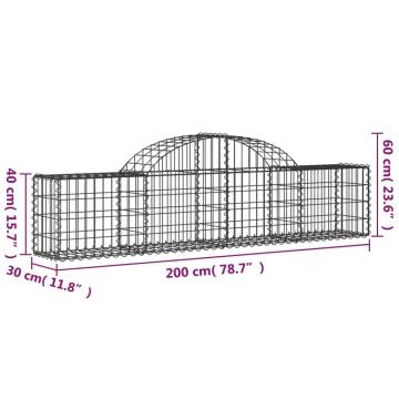 Arched Gabion Baskets 18 pcs 200x30x40/60 cm Galvanised Iron