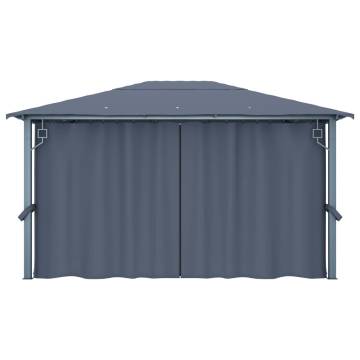 Gazebo with Curtain 400 x 300 cm Anthracite Aluminium