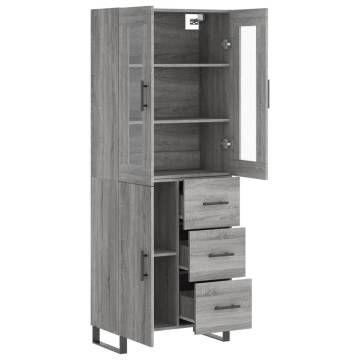 Highboard Grey Sonoma 69.5x34x180 cm Engineered Wood