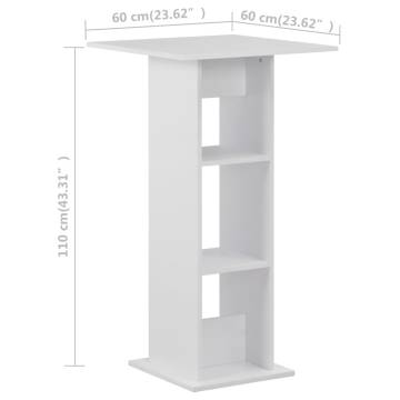 Bar Table White 60x60x110 cm