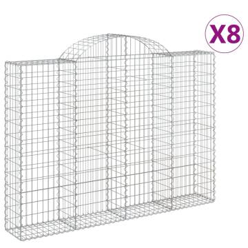 Arched Gabion Baskets 8 pcs 200x30x140/160 cm Galvanised Iron