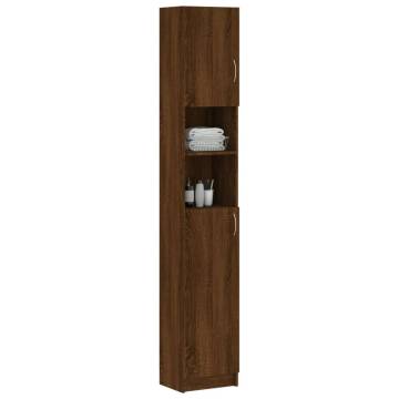 Bathroom Cabinet Brown Oak 32x25.5x190 cm Engineered Wood