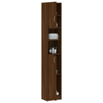 Bathroom Cabinet Brown Oak 32x25.5x190 cm Engineered Wood