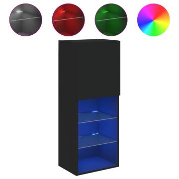 TV Cabinet with LED Lights Black 40.5x30x102 cm