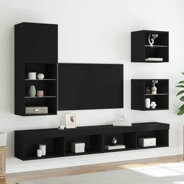 TV Cabinet with LED Lights Black 40.5x30x102 cm