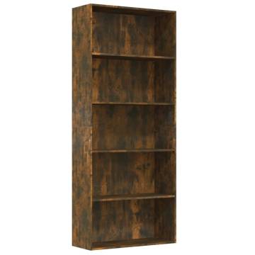 5-Tier Book Cabinet Smoked Oak 80x30x189 cm Engineered Wood