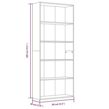 5-Tier Book Cabinet Smoked Oak 80x30x189 cm Engineered Wood