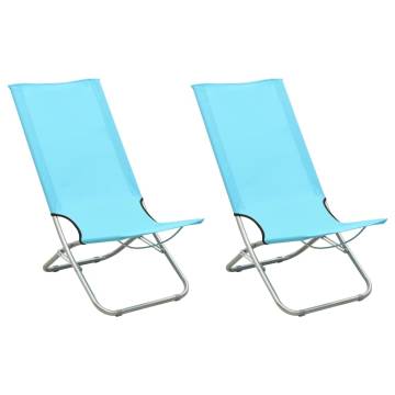 Folding Beach Chairs 2 pcs Turquoise Fabric