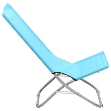 Folding Beach Chairs 2 pcs Turquoise Fabric