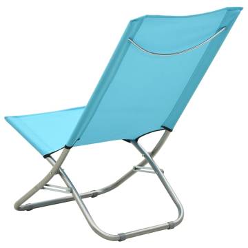 Folding Beach Chairs 2 pcs Turquoise Fabric