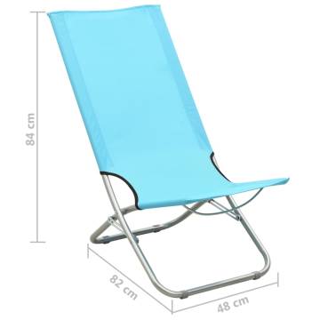 Folding Beach Chairs 2 pcs Turquoise Fabric