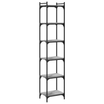 Bookcase 6-Tier Grey Sonoma 40x30x188 cm Engineered Wood