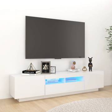 TV Cabinet with LED Lights High Gloss White 180x35x40 cm