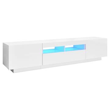 TV Cabinet with LED Lights High Gloss White 180x35x40 cm